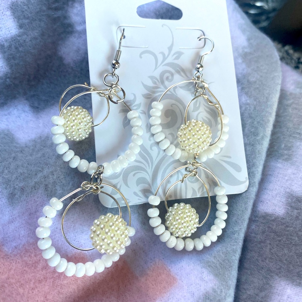 White pearl earrings